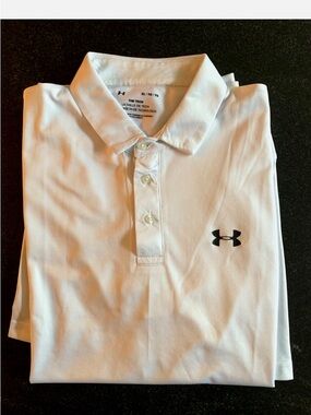 Under Armour “The Tech” White Performance Short Sleeve Golf Polo Shirt XL